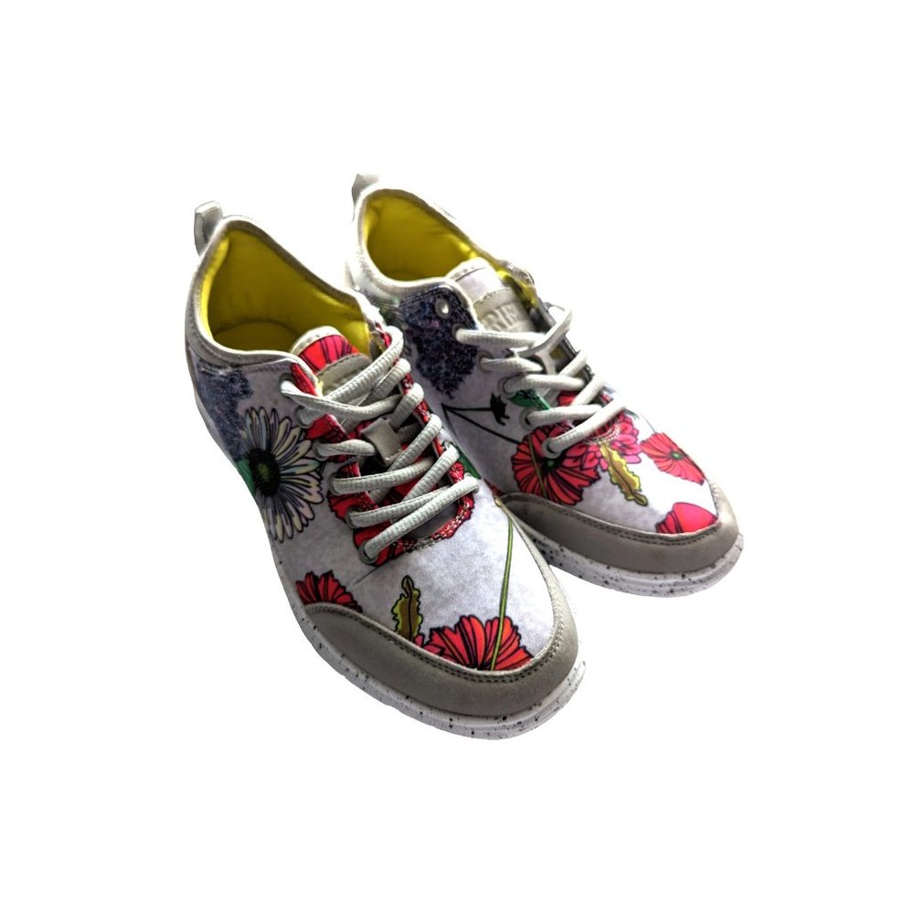 Trien shoes Floral Print on Gray  US Sz 7 EU Sz38  Wedge Sneakers - Picture 3 of 8